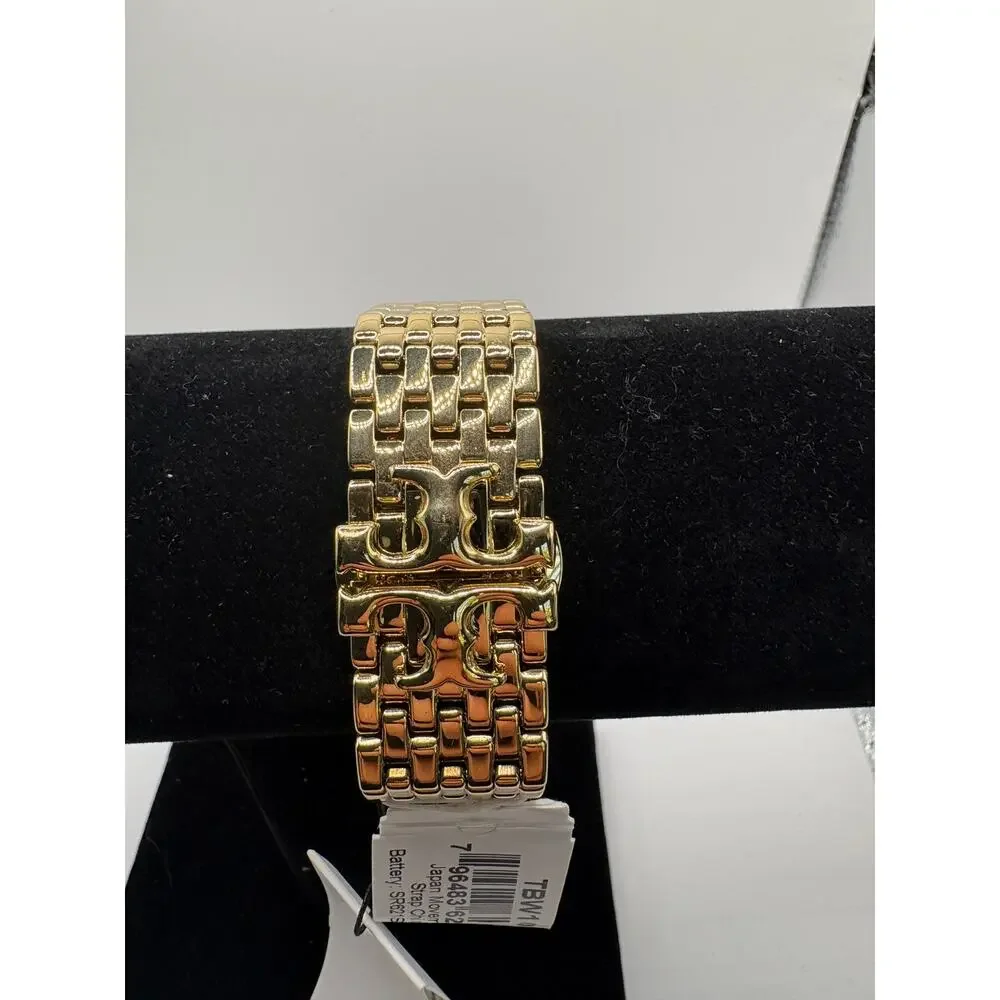 Tory Burch Women Watch Gold Crystal Bezel Mop Dial Rectangular Bracelet Nwt Gold
